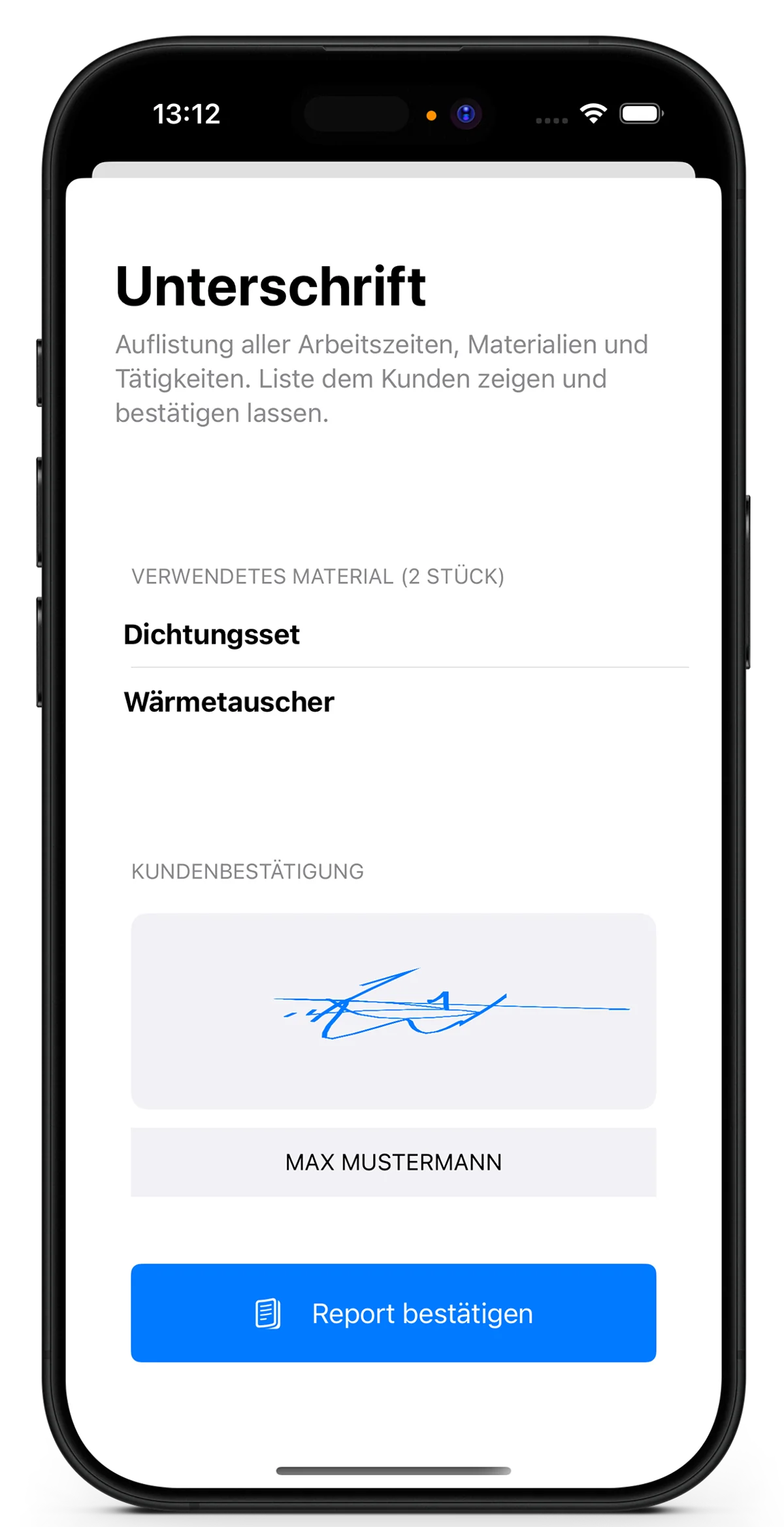 Digitale Unterschrift in der App: projektbezogene Einträge schreibgeschützt