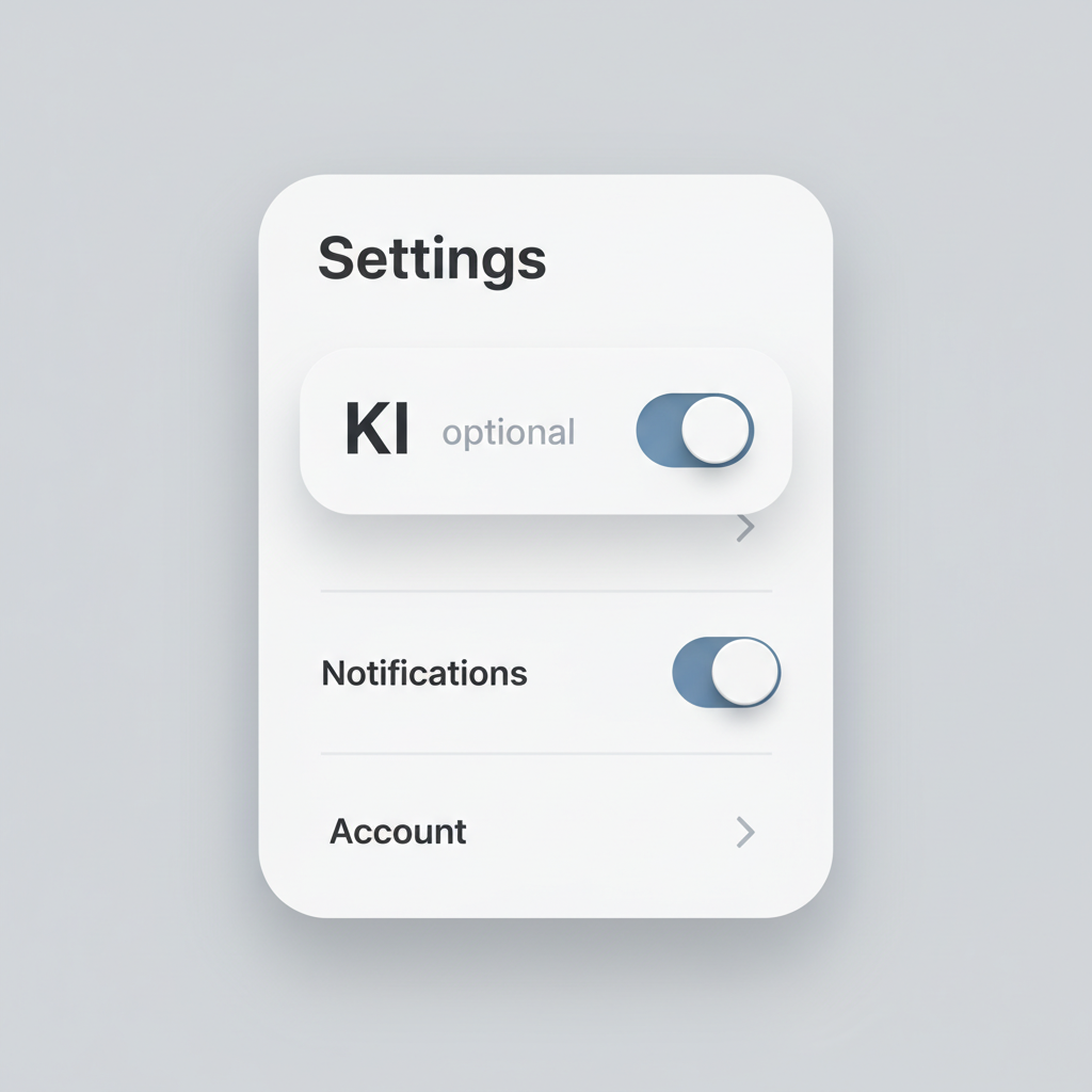 Einstellungen mit deutlich gekennzeichnetem KI-Schalter (optional)