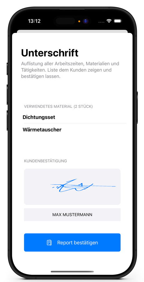 Digitale Unterschrift in der Heynote! App – Einträge werden fixiert