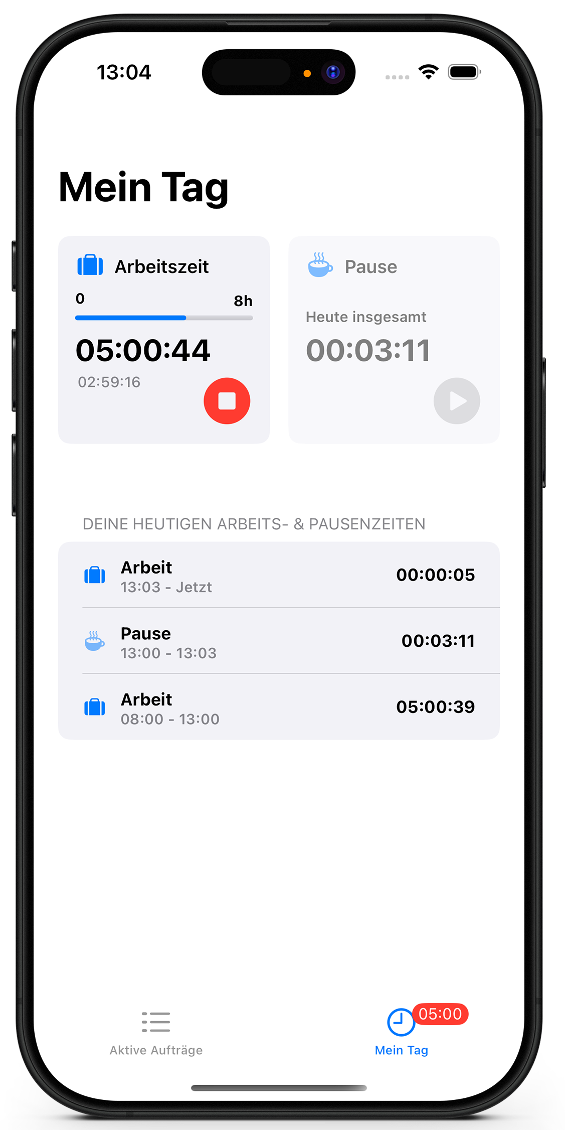 Arbeitszeiterfassung – Zeiterfassung Baustelle App mit Start/Pause/Stopp
