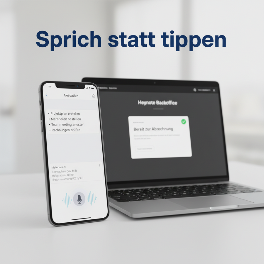 Darstellung: Spracheingabe: Handwerker-App Zeiterfassung | Heynote!